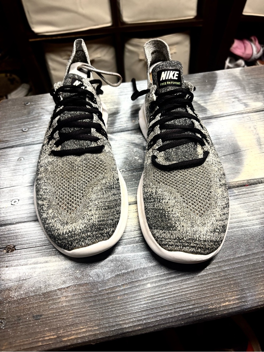 Nike Black/Grey Flyknit Running Shoes womens 8.5